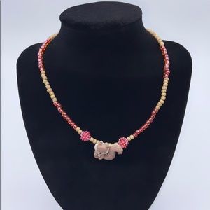 Children’s Squirrel Seed Bead Necklace & Bracelet Jewelry Set